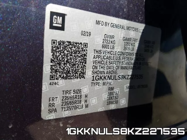 1GKKNULS8KZ227535 фото 2