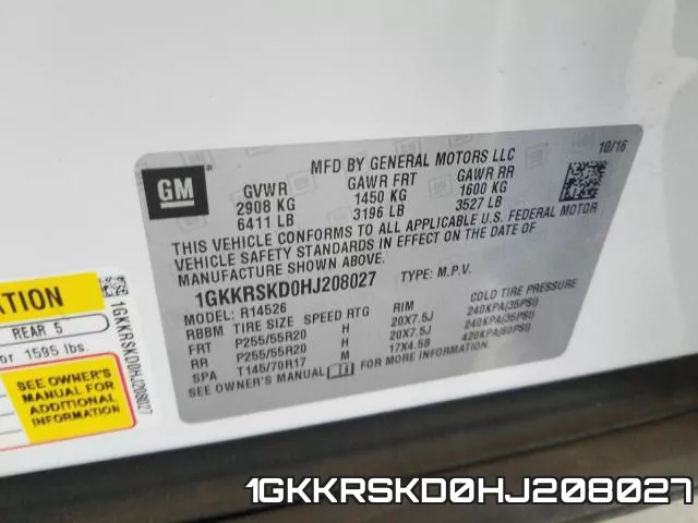 1GKKRSKD0HJ208027 фото 2