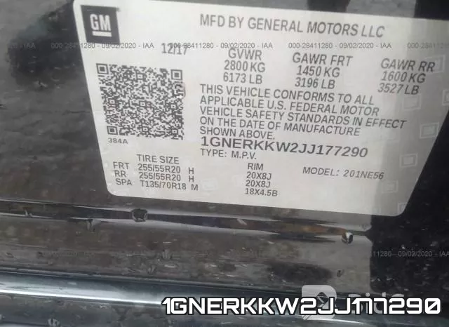 1GNERKKW2JJ177290 фото 10