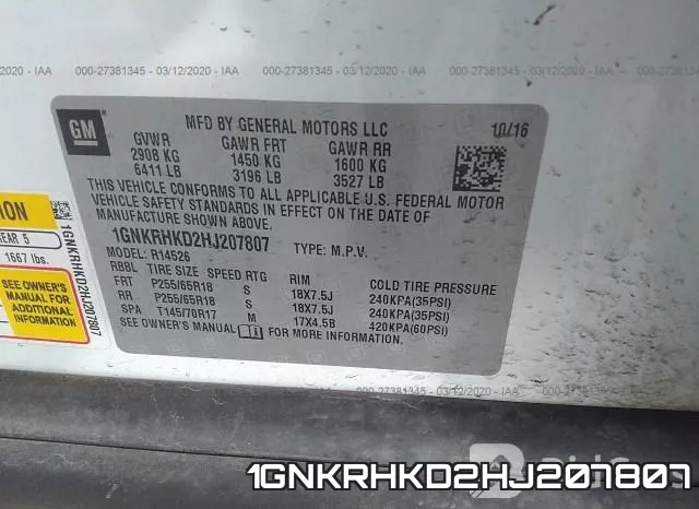 1GNKRHKD2HJ207807 фото 10