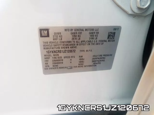 1GYKNCRS1JZ120672 фото 2
