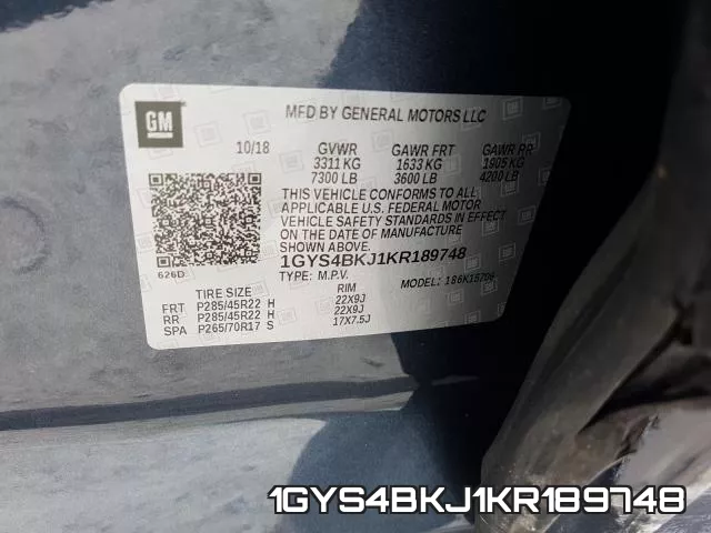 1GYS4BKJ1KR189748 фото 2