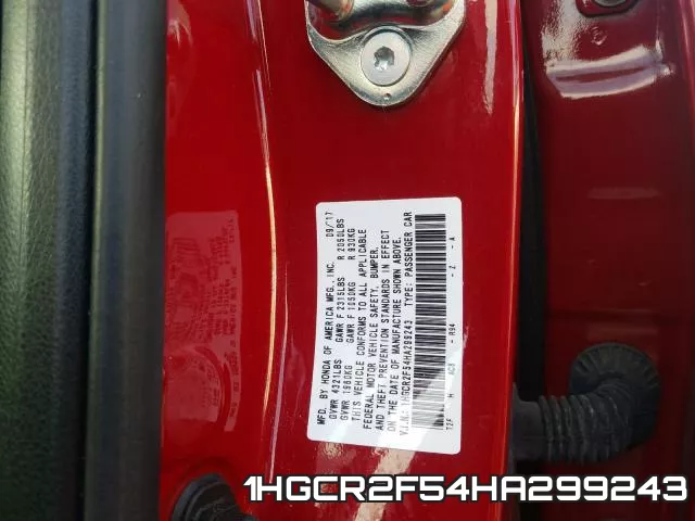 1HGCR2F54HA299243 фото 2