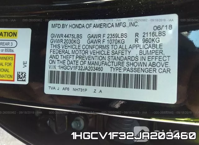 1HGCV1F32JA203460 фото 10