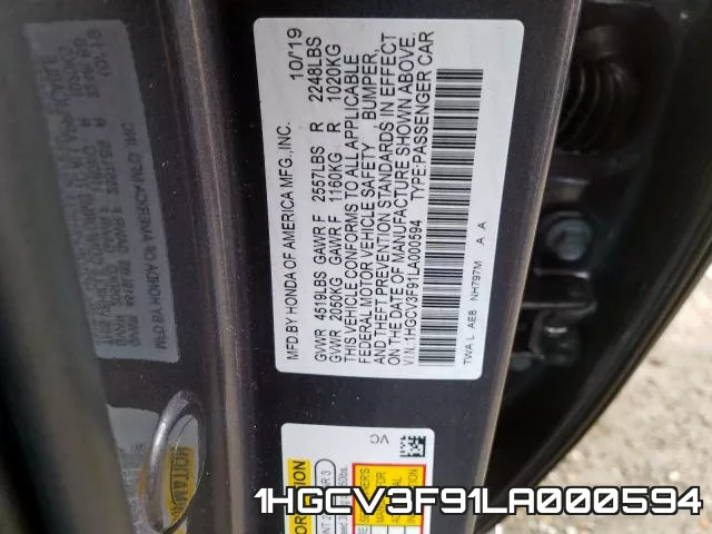 1HGCV3F91LA000594 фото 2