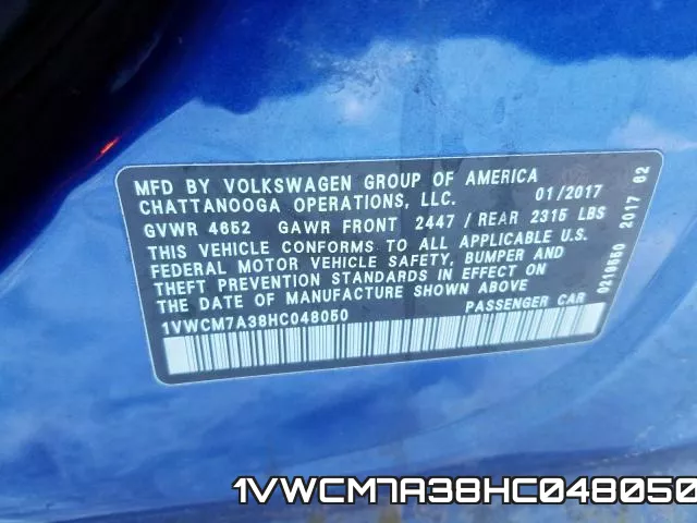 1VWCM7A38HC048050 фото 2