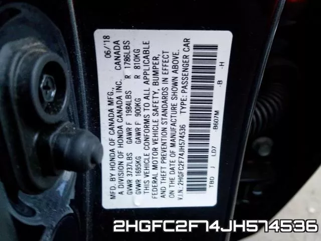 2HGFC2F74JH574536 фото 2
