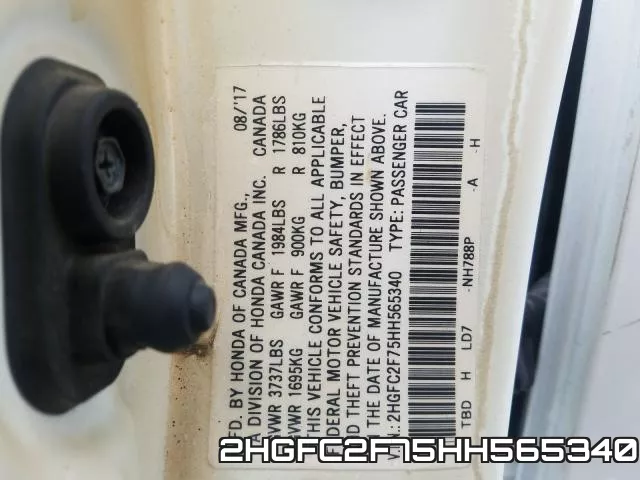 2HGFC2F75HH565340 фото 2