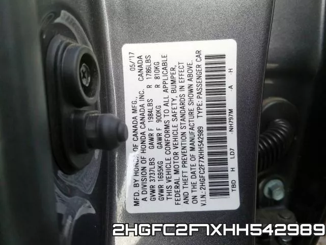2HGFC2F7XHH542989 фото 2