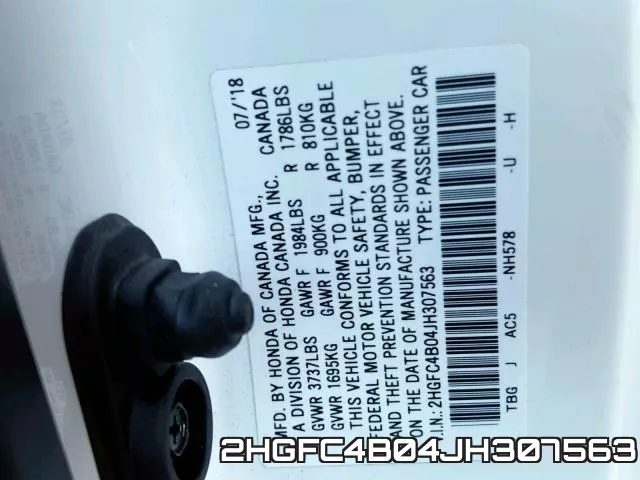 2HGFC4B04JH307563 фото 2