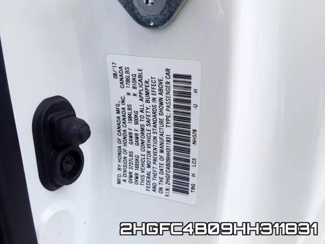 2HGFC4B09HH311831 фото 2