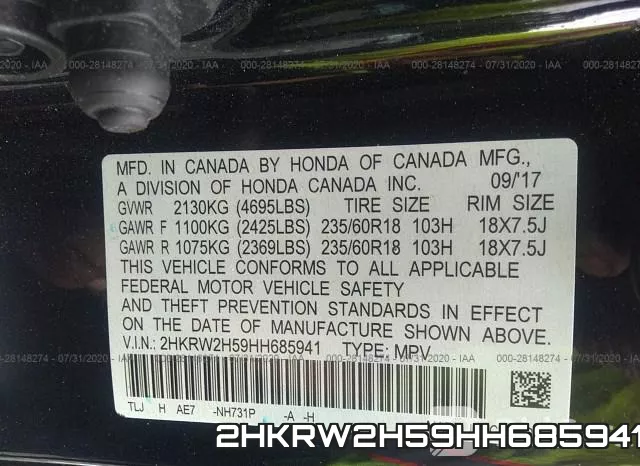 2HKRW2H59HH685941 фото 10