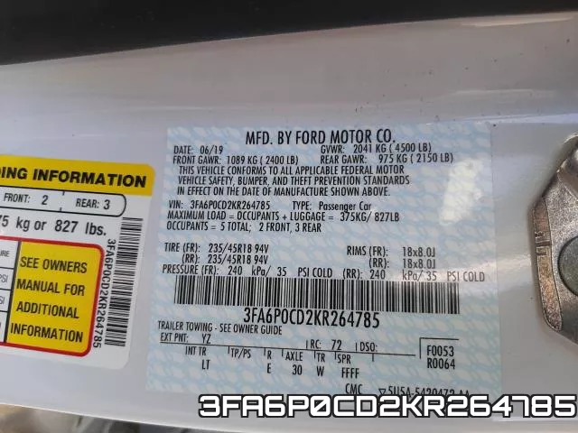 3FA6P0CD2KR264785 фото 2