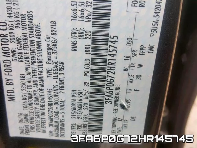 3FA6P0G72HR145745 фото 2
