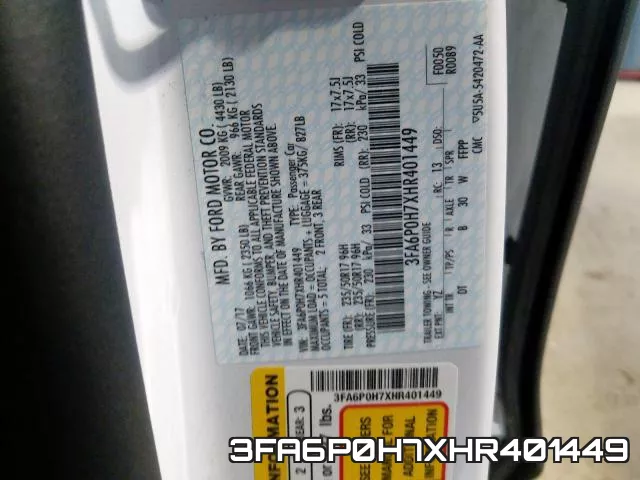 3FA6P0H7XHR401449 фото 2