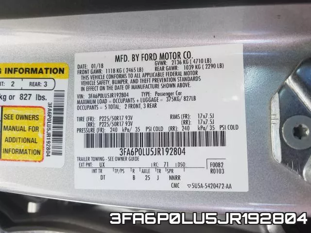 3FA6P0LU5JR192804 фото 2