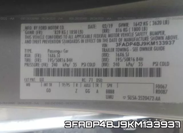 3FADP4BJ9KM133937 фото 10