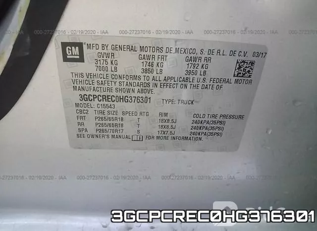 3GCPCREC0HG376301 фото 10
