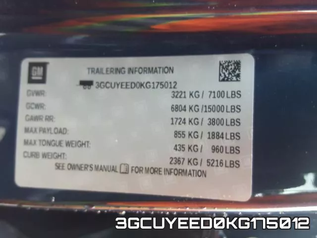 3GCUYEED0KG175012 фото 2