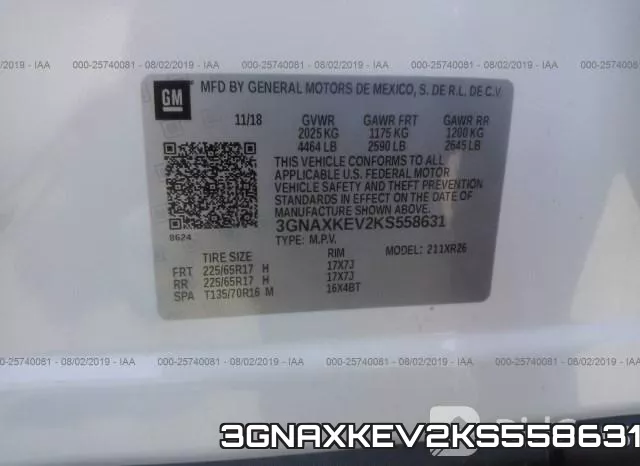 3GNAXKEV2KS558631 фото 10
