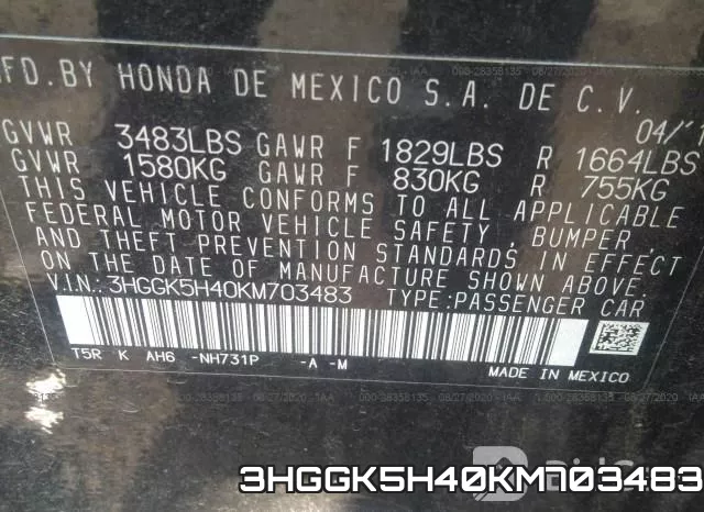 3HGGK5H40KM703483 фото 10