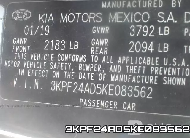 3KPF24AD5KE083562 фото 10