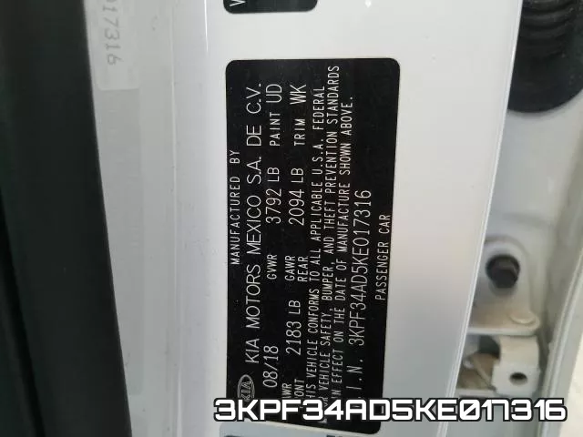 3KPF34AD5KE017316 фото 2