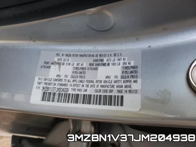 3MZBN1V37JM204938 фото 2