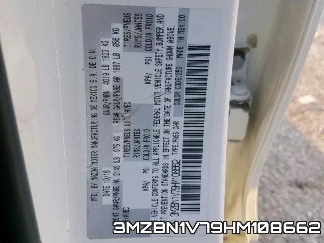 3MZBN1V79HM108662 фото 2