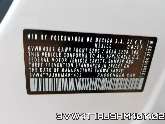 3VW4T7AJ9HM401402 фото 2