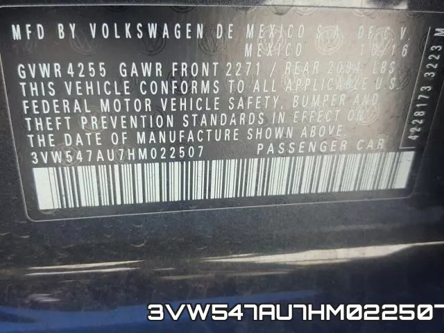3VW547AU7HM022507 фото 2