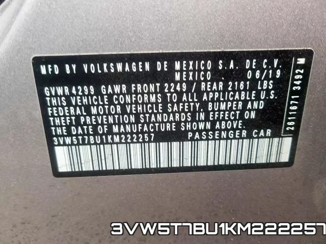 3VW5T7BU1KM222257 фото 2