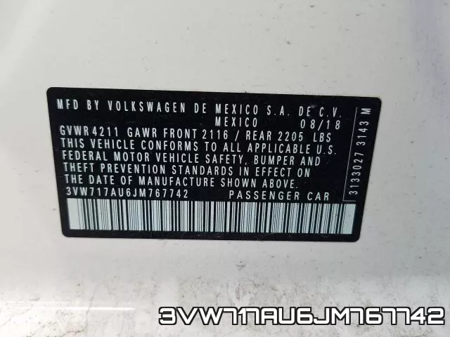3VW717AU6JM767742 фото 2