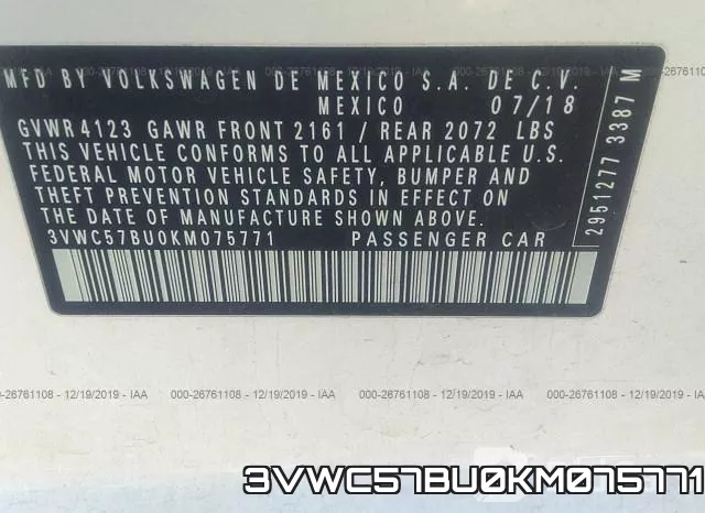 3VWC57BU0KM075771 фото 10