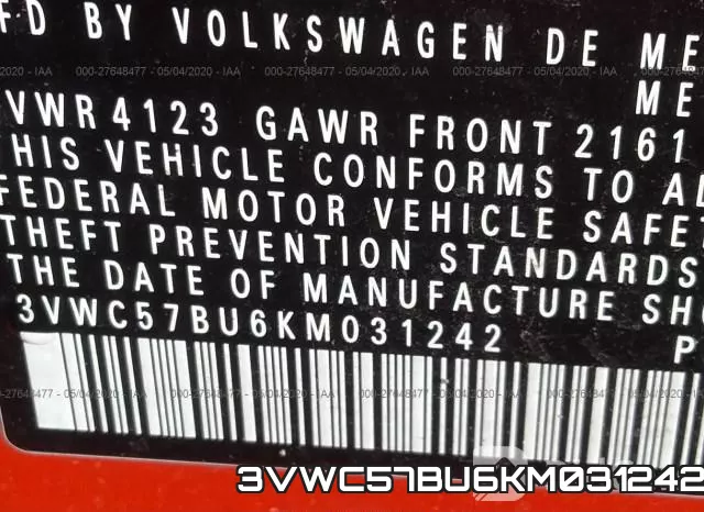 3VWC57BU6KM031242 фото 9