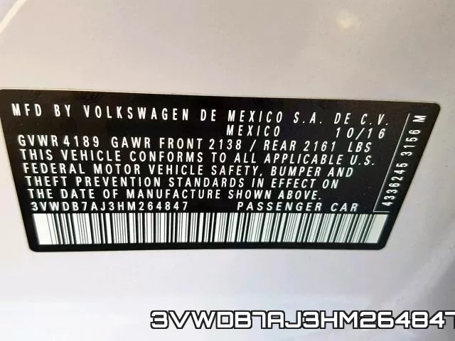 3VWDB7AJ3HM264847 фото 2