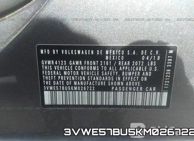 3VWE57BU5KM026722 фото 10