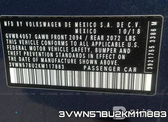 3VWN57BU2KM117883 фото 10
