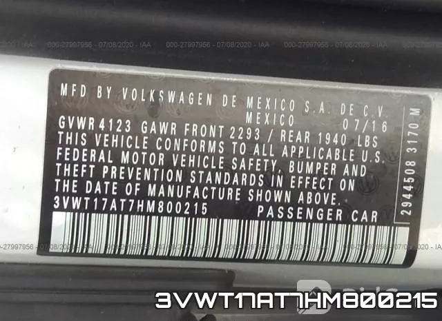 3VWT17AT7HM800215 фото 10