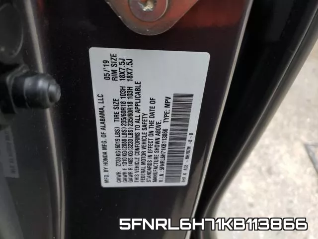 5FNRL6H71KB113866 фото 2