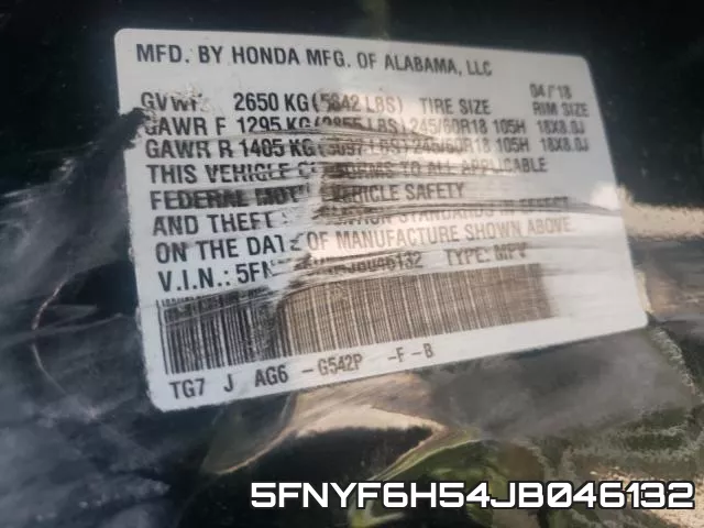 5FNYF6H54JB046132 фото 2