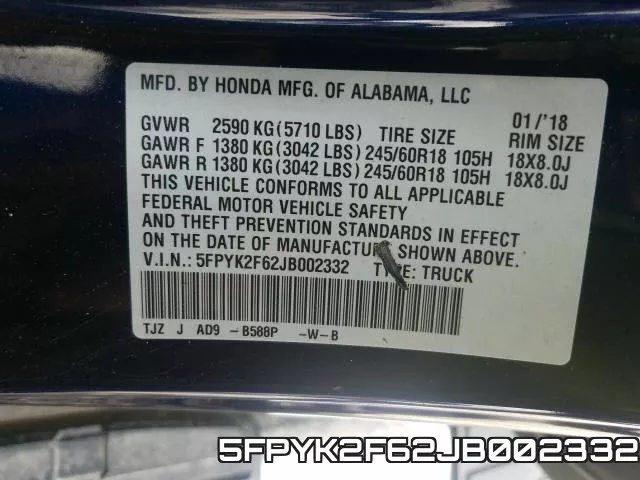 5FPYK2F62JB002332 фото 2