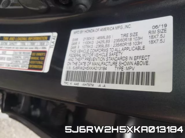 5J6RW2H5XKA013184 фото 2