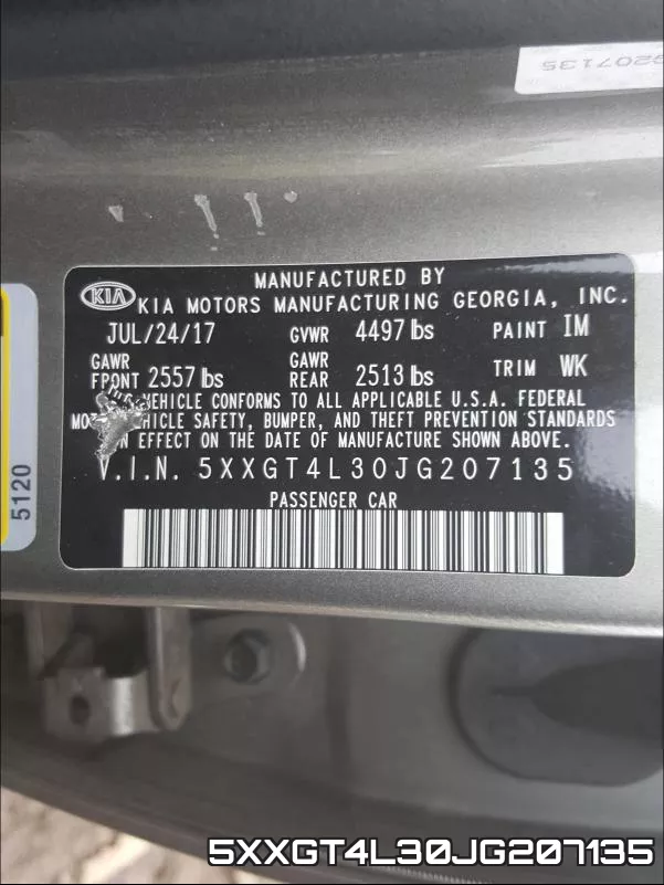 5XXGT4L30JG207135 фото 2