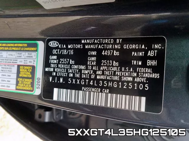5XXGT4L35HG125105 фото 2