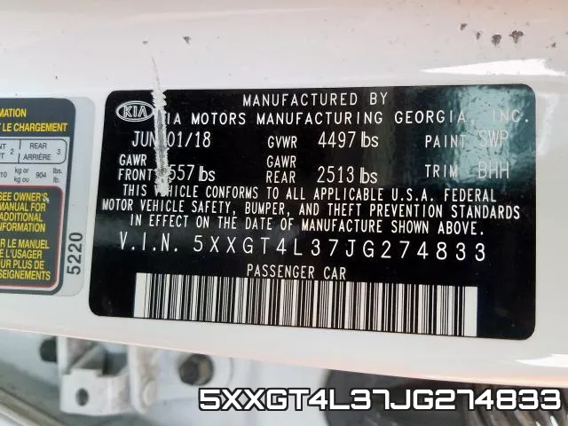 5XXGT4L37JG274833 фото 2