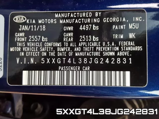 5XXGT4L38JG242831 фото 2