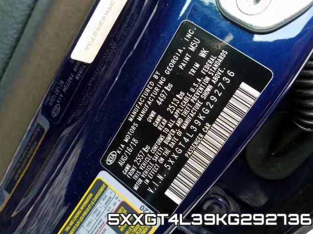5XXGT4L39KG292736 фото 2