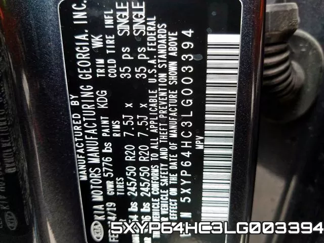 5XYP64HC3LG003394 фото 2