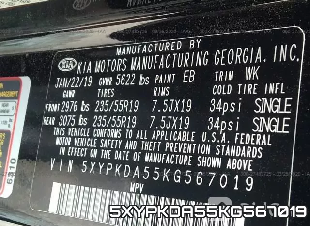 5XYPKDA55KG567019 фото 10
